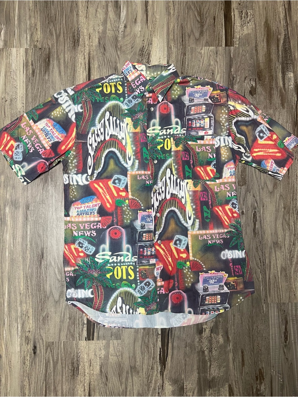 Vintage Vito Rufolo Las Vegas All Over Print Shirt M Cotton
